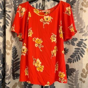 Red floral top